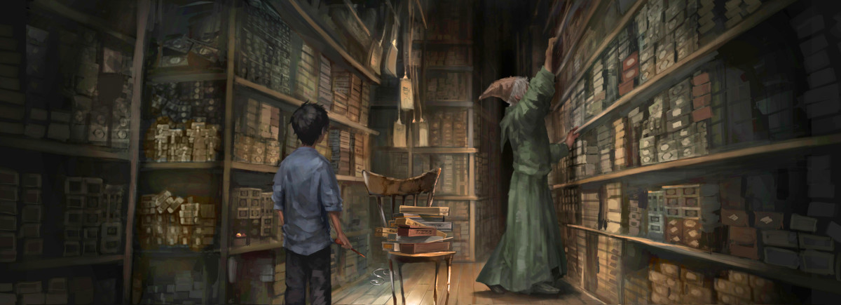Ollivanders shop drawing